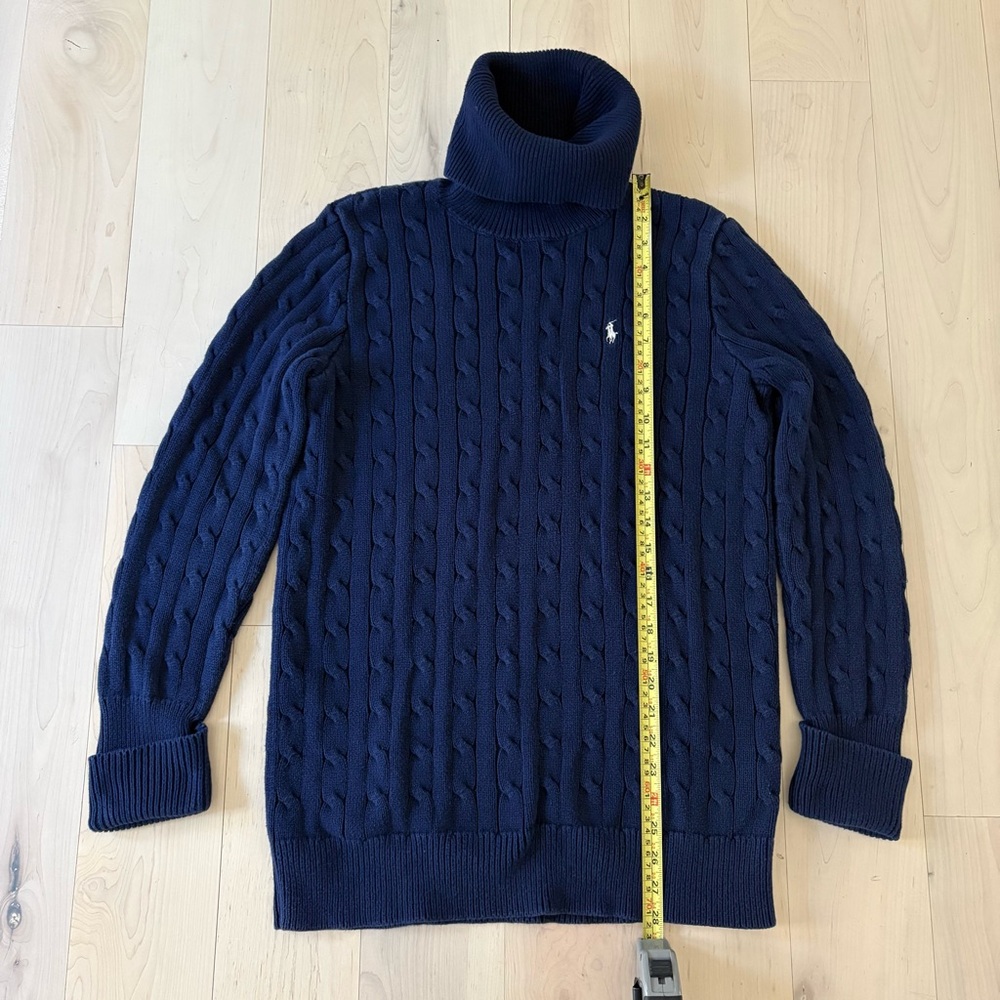 Ralph Lauren Cable Knit Sweater Navy Blue size Large 100 percent cotton - Picture 3 of 5